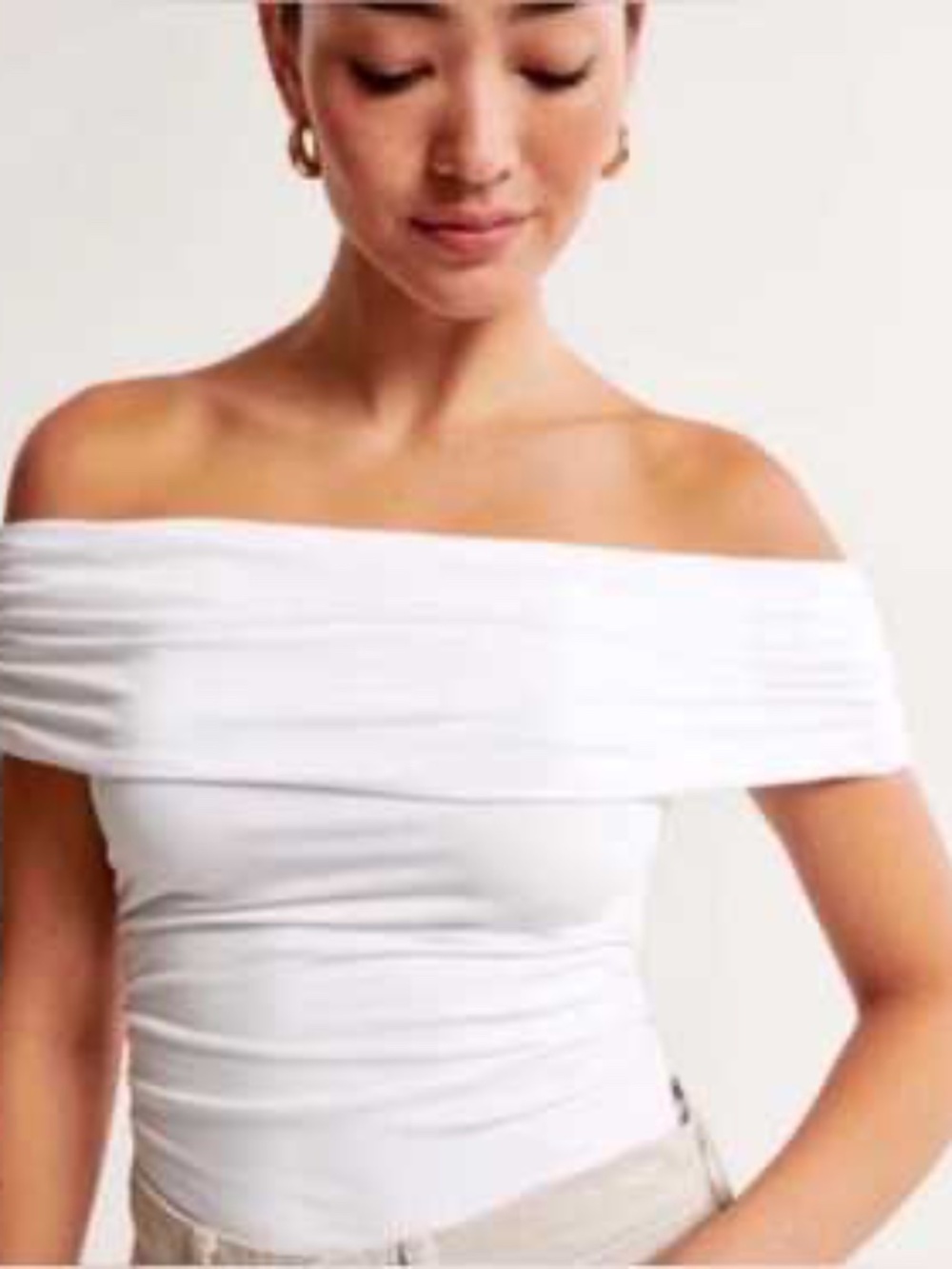 Abercrombie & Fitch Cotton-Modal Ruched Off-The-Shoulder Top